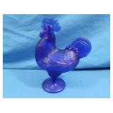 Vintage Cobalt Blue Glass Rooster Candy Dish
