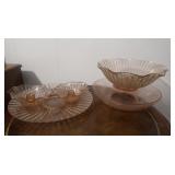 Glass Punch Bowl w/under plate &Decorative Bowls