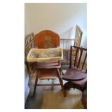 Antique Crib w/Crank,Antique High Chair(both for