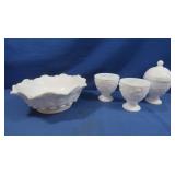 All Vintage-Wstmld. Milk Glass Bowl in Paneled