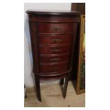 Pedestal Jewelry Armoire w/Red Velvet Interior,