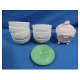 Vintage Wstmld Milk Glass Bowls in paneled grape