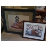 2 Framed Artwork 34x28",23x19"
