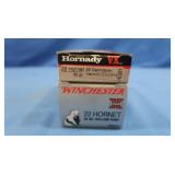 50Ct .22 Hornet,46gr,Hollow Pt,Winchester;20Ct