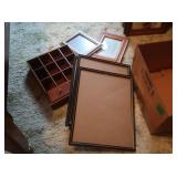 12" Wooden Display Case, 4 Glass Picture Frames