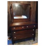 Vintage Wooden Dresser w/Attached Tilt Mirror