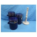 Cobalt Blue Canister Set&Marble Paper Towel