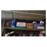 Shelf of Paint Thinner,First Aid Kit & Cans of