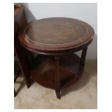 Antique Round 2-Tier Side Table, 25" Round