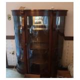 Vintage Dark Oak China Cupboard w/Casters