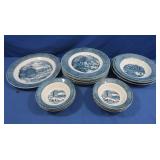 Royal China Courier & Ives Pattern Dishes, 18 pcs