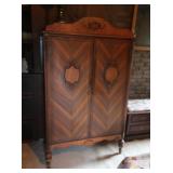 Antique "Waterfall" style Armoire, 38x20x62"H.