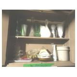 Two Shelves of Decorative Glassware Vases,Ash