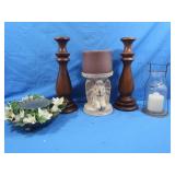 Lg Candles and Candle Holders