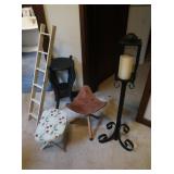 Wood plant stand,Leather&Wood Stool, Large Metal