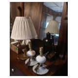 Vintage Pr. Milk Glass Lamps,2 Desk Lamps,&Sharp