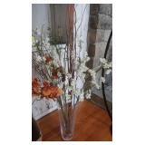Faux Flower Arrangement in Glass VASe-16