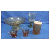 Amber Carnival Glass Pedestal Bowl&other Amber