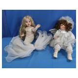 Porcelain Mermaid Doll&Curly Brown Hair Porcelain