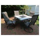 Outdoor Metal Table w/4 Aluminum Chair&Umbrella