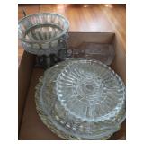 Metal&Glass Centerpiece,Glass Relish Trays&Glass