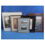 5 Decorative Glass Photos incl. 1 Vintage