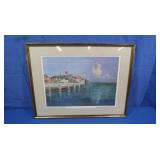 Glass Framed 1963 Painting of Key West's Old