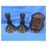 Vintage Indiana Glass 'Stars and Bars' Amber