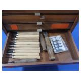 Vintage Wooden Cabinet w/C-Clamps,Wood Chisels,