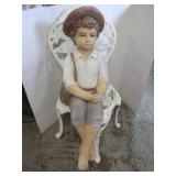 Vintage Cement 'Boy Fishing' Statue, approx.