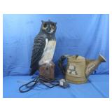 Metal Decorative Watering Can & Owl Decoy, 21'