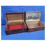 2 Sm Wooden Decorative Boxes 10.25x5.25x4.5' &