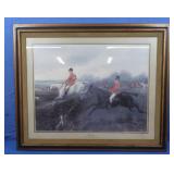 Glass Framed English Fox Hunting Painting-36x30'
