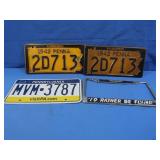 2 Vintage 1942 PA License Plates &more