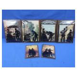 Vintage Reverse Painted Silhouette Pics, 4-8x6' &