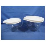 2 Pampered Chef Glass Measuring Cups w/Lids 4 cup