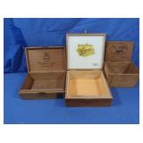 3 Wooden Cigar Boxes, 8.25x8x3', 9x6x3' &