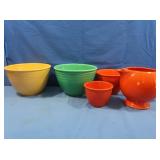 Vntg Fiestaware-Large Drink Pitcher&4 Bowls