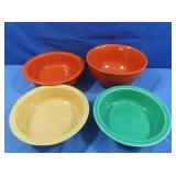 Vntg Fiestaware-4 Various Sized Bowls(1 w/chipped