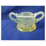 Antique Vaseline Glass Sugar Bowl