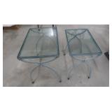 2 Small Glass Tables-18x12x17",16x10x16"H