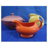 Vntg Fiestaware-Casserole Dish,Large Gravy Boat&