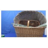 Antique Wicker Basket w/Handle(16x9x6")&2 Wicker
