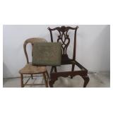 2 Wooden Chairs & Cushioned Seat-34x16,21x40"