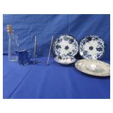 Antique Flow Blue-Creamer Pitcher,sm. Bowl,3 sm