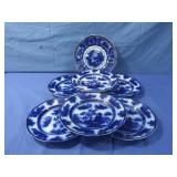 Antique Flow Blue Dinner Plates(6)-8"*&10"