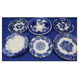 Antique Flow Blue Bowls&Plates(6)-various sizes