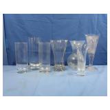 1 Large Cut Glass Vase 4 Large Clear Glass