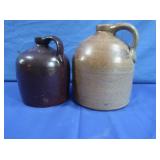 2 Crock Style Jugs, 1-8" & 1-10" Ex. Cond.