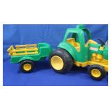 Plastic Tonka Tractor,Vintage Wooden 2 Pc Animal